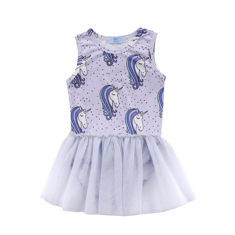 

Girl's Dresses Toddler Baby Girl Cute Cartoon Sleeveless Bodysuit Ball Gown Dress Summer Holiday Casual Purple Outfits