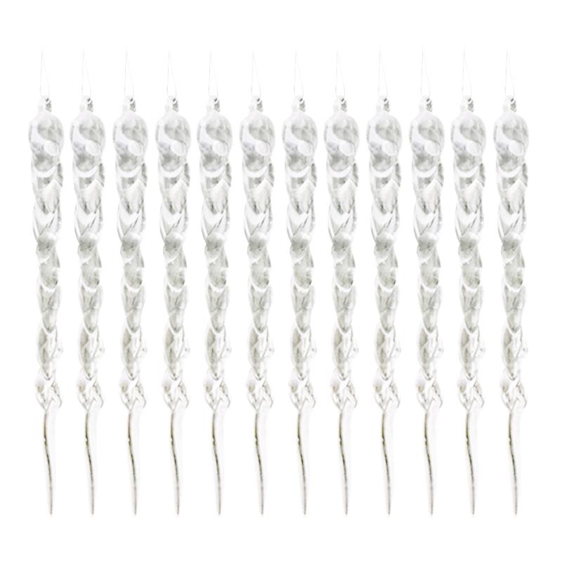 

Christmas Decorations 12pcs Icicle Ornament Celebration Window Hanging Transparent Acrylic Festival Crafts Winter Decoration Indoor Outdoor