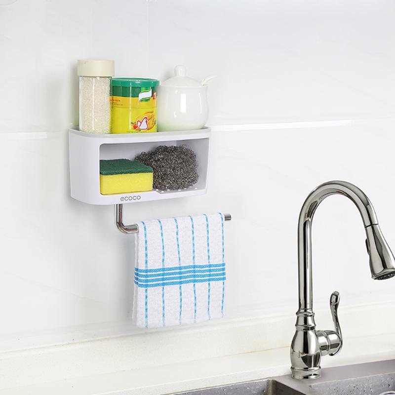 

Bathroom Storage & Organization Home Wall Mounted Shelve Box Rack Cosmetic Toiletrie Sundries Holder With Towel Bar For Bath
