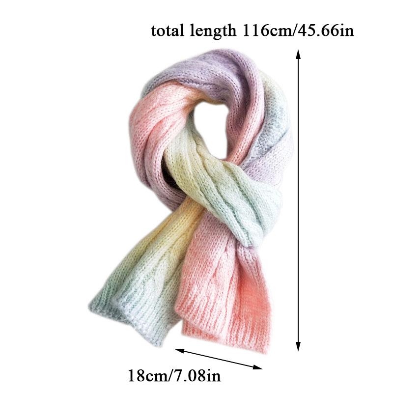 

Scarves Winter Thicken Warm Scarf Female Tie-Dye Knitted Candy Color Soft Shawls Wraps Neckerchief Women 116Cm*18Cm Shawl
