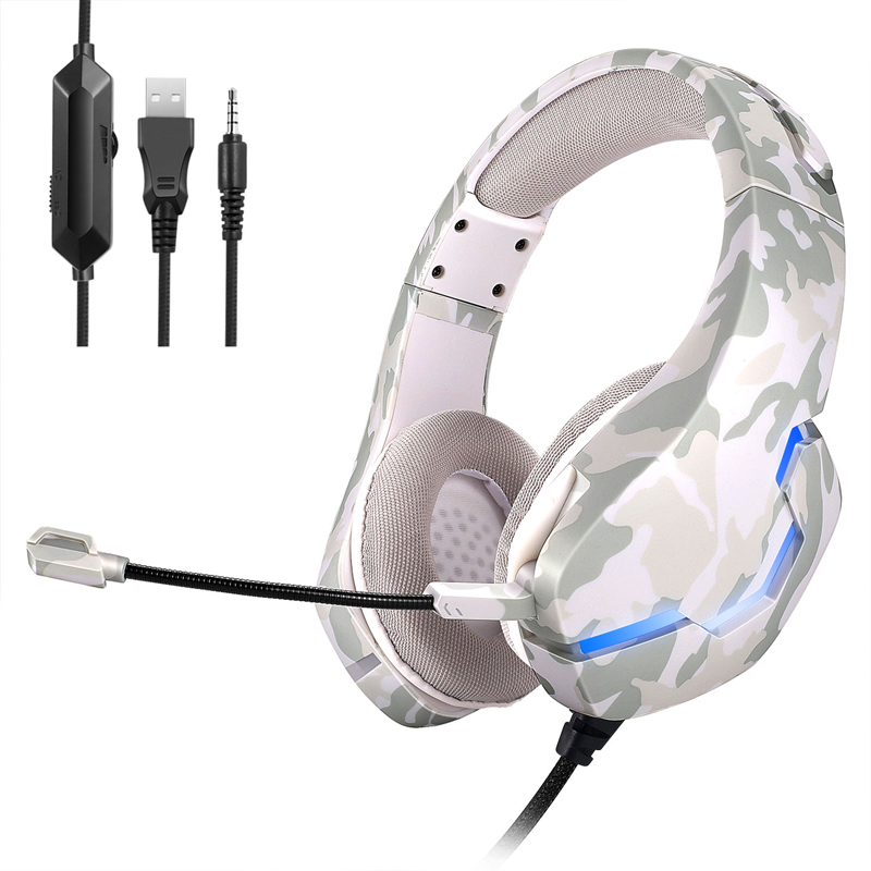 

3.5mm Wired Headset RGB Luminous PC Earphones Stereo Bass Gaming Headphones With Mic 4 Colors for Computer J10