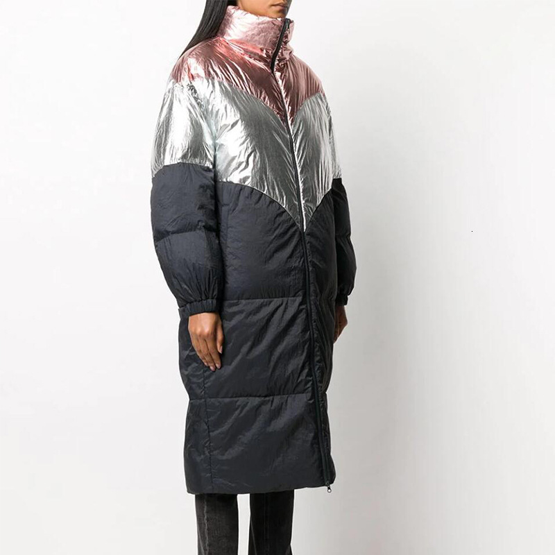 

2021 New Women Turtleneck Mid-length Coat Loose Autumn Winter Zipper Color Patchwork Fashion Jacket Ut9w, Black