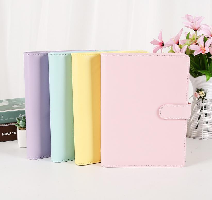 

cheapest A6 PU Leather Notebook Binder Macaron color 19*13cm Refillable 6 Ring Binder for A6 Filler Paper can custom DIY, Purple;pink