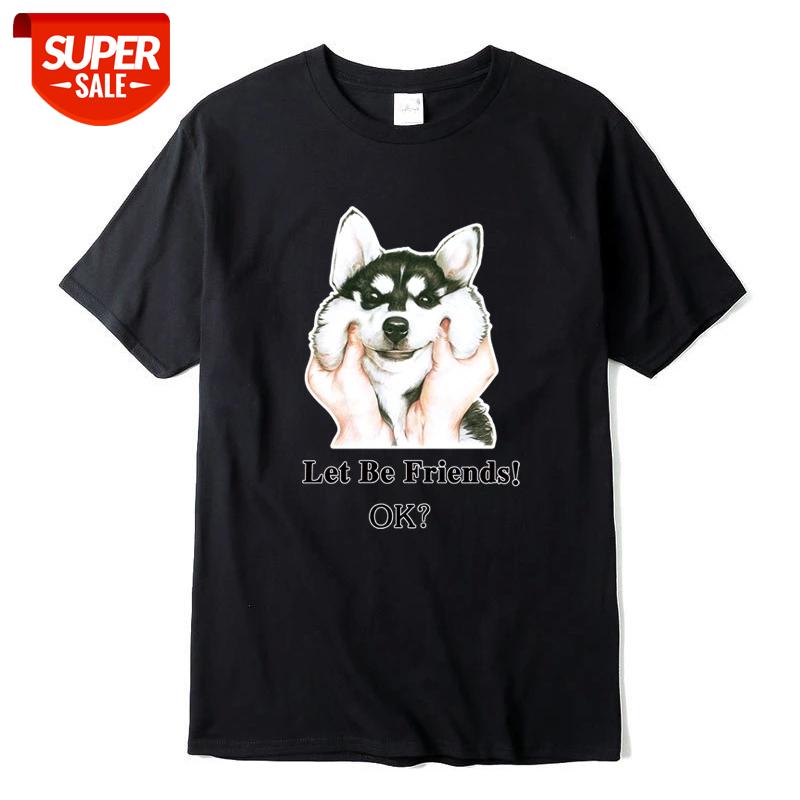 

100% cotton casual short sleeve Funny t shirts Siberian Husky printing men tshirt casual men tshirt cool t-shirt male tee shirts #4X2n, White;black