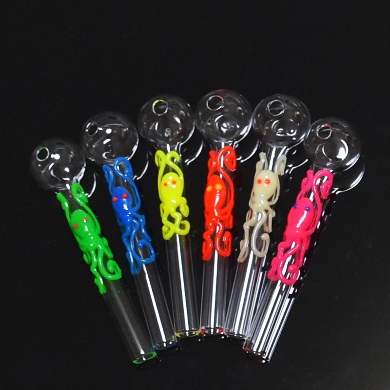 

4.1 Inch Luminous Spider Handmade Glass Oil Burner Pipes Glow In The Dark Octopus Thickness Glass Cool Gifts Pyrex Clear Smoke Nail Burning