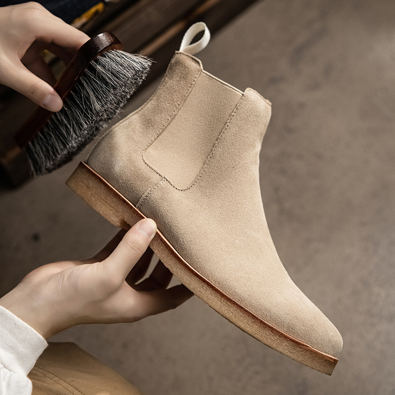 

dress shoes chelsea botas masculinas de couro legÃ­timo, sapatos vintage camurÃ§a e vaca, bota artesanal marca luxuosa para homens 6kvj, Black