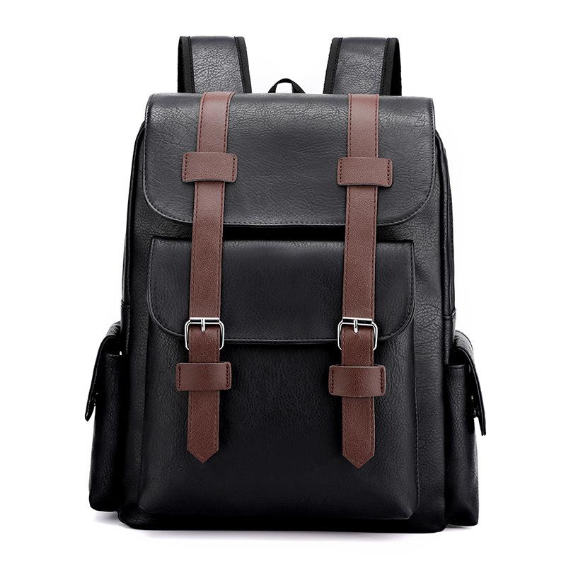 

Backpack Product European And American Style Trendy Men's Pu Soft Surface Large-capacity Student Bag Fashion Casual