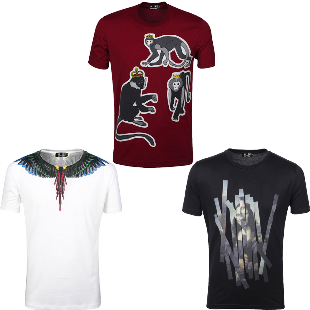 

2021 Summer New t Shirt Men 100% Cotton Fashion Animal Pattern Tee Slim Fit High Quality Wash Vintage Tops Gv6v, Red