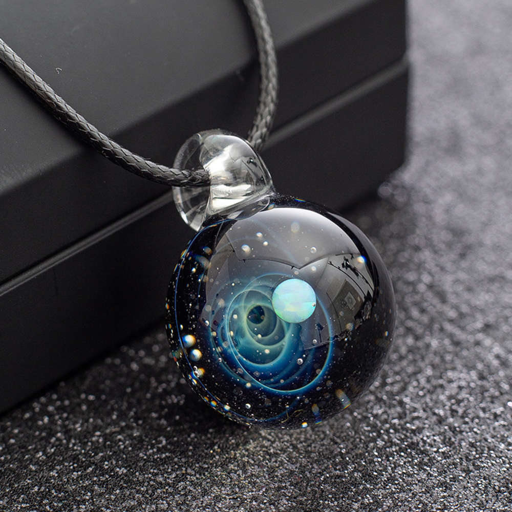 

ball, cosmic Pendant Necklace, chain chain, tiktok, the same type of Glass pendant, Star ball., Silver