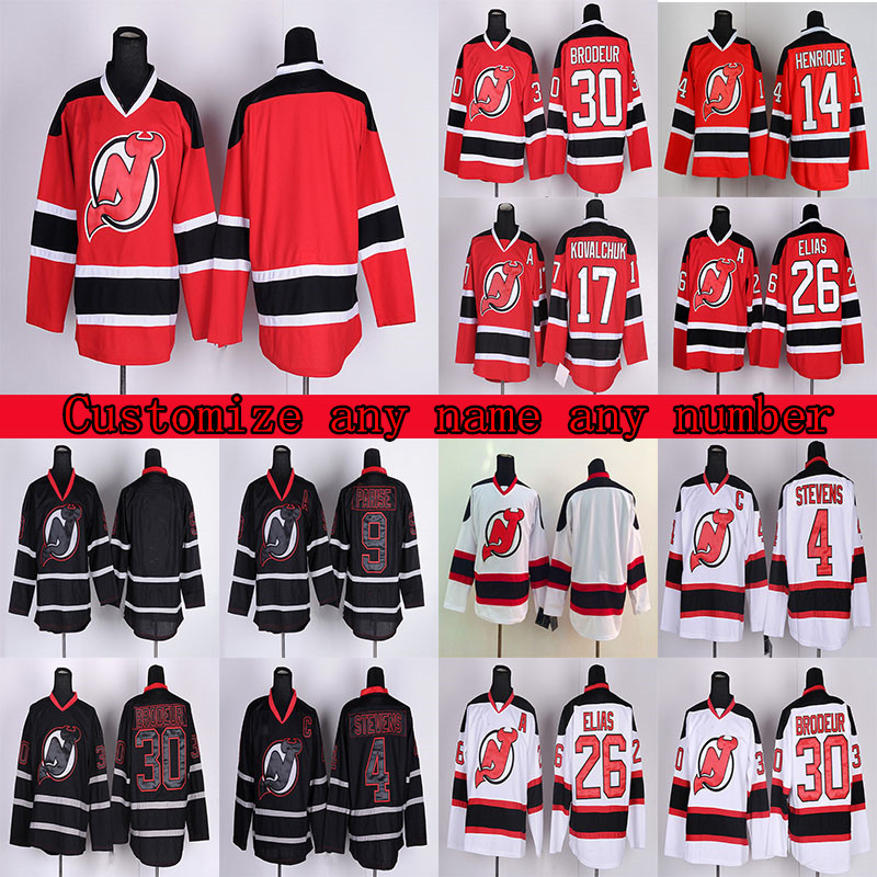 

Custom New Jersey Devils jerseys RBK jerseys 86 Jack Hughes 76 PK Subban 30 Martin Brodeur Customize any number any name hockey jersey, White jersey