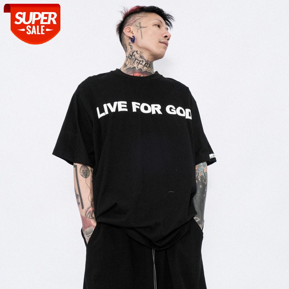 

Street letter printed short-sleeved t-shirt men's romantic loose round neck five-point sleeve #pN2Z, White;black