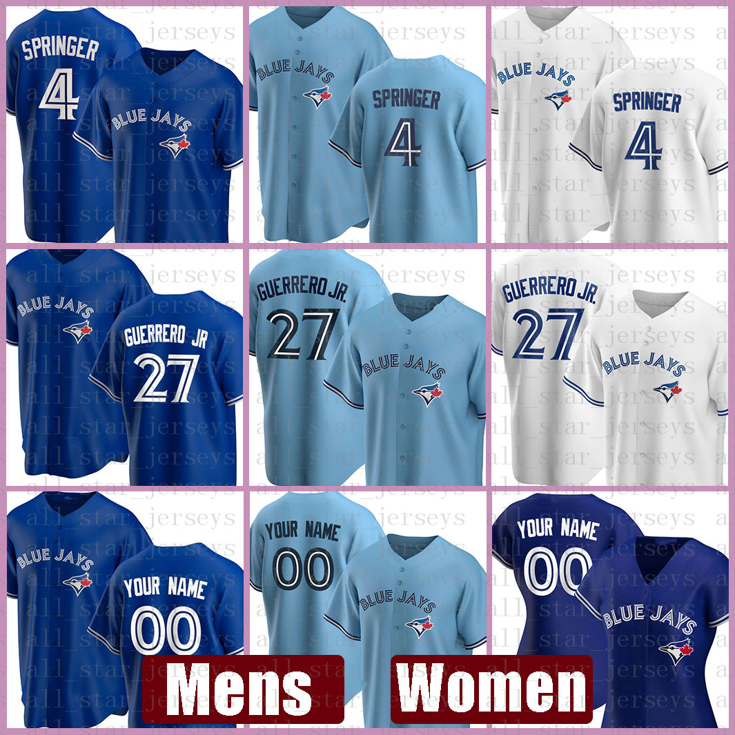 

2021 Toronto New Blue Jays Baseball Jersey Custom 27 Vladimir Guerrero Jr. Mens 4 George Springer Women 11 George Bell 47 Jack Morris, Jersey(lanniao)