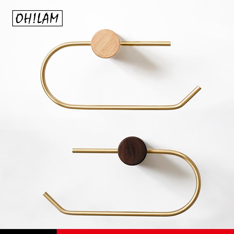 

Toilet Paper Holders Gold Brass Roll Holder Wooden Bath Towel Accessories Bathroom Tissue Dispenser Home