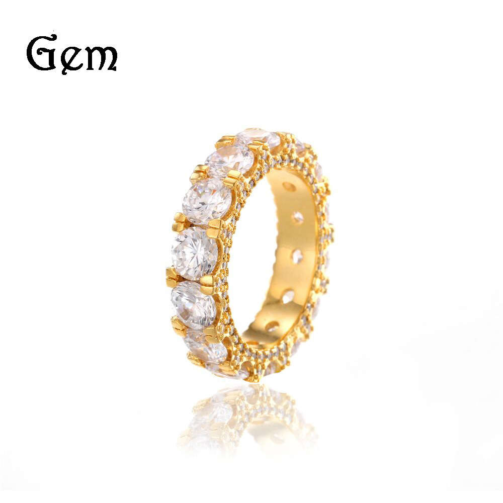 

Hip hop men's new zircon finger set with AAA zircon 18K gold plated ring