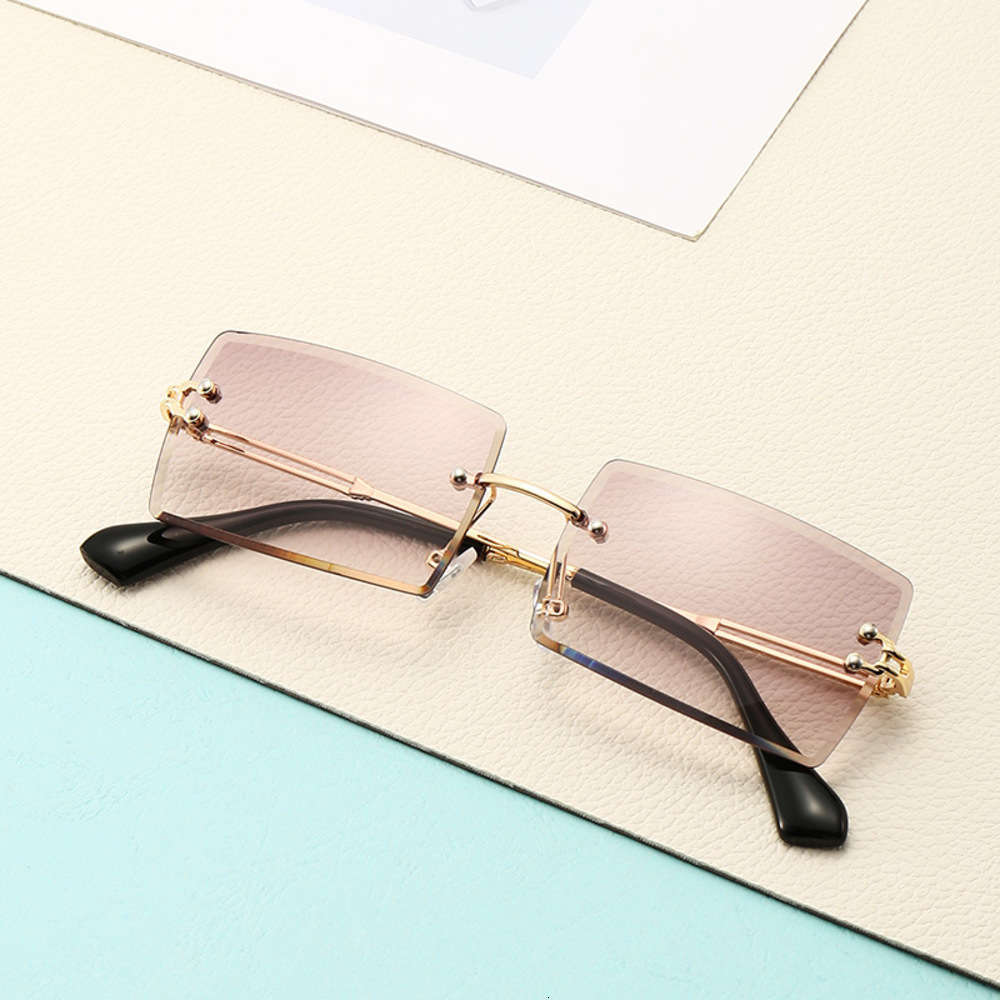 

Box Fashion frameless cut edge sunglasses 2020 new gradient net red glasses, Silver