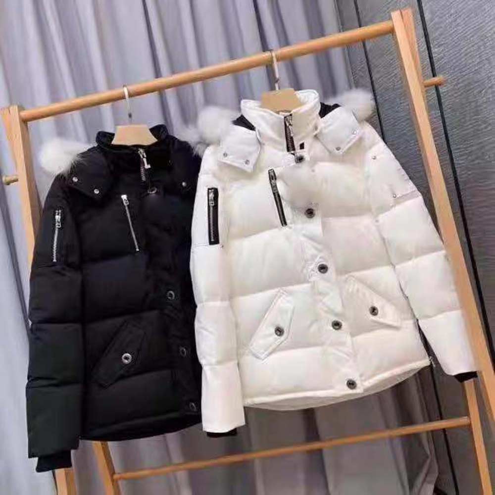 

Designer Mens Winter Moose Down Jackets Women parkas Big Fur Collars Windbreaker Hoodie Coats Black White Goose Puffer Outerwear Man Clothes Clothing, Dust bag not sale