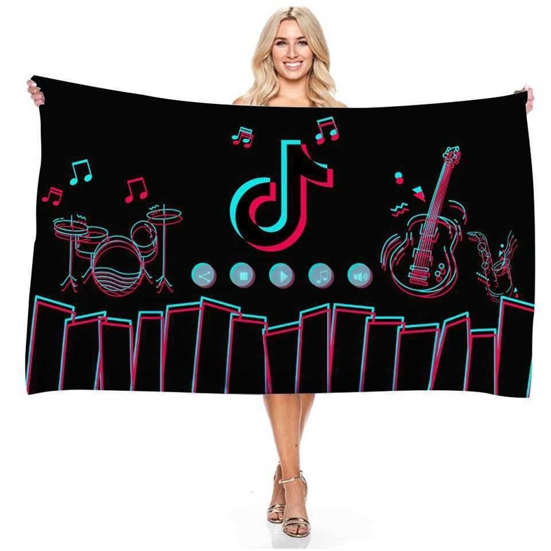 

150*75cm Tik Tok Letters Printed Kids Blanket Summer Tiktok Children's Grils Fashion Outdoor Beach Towel Home Bath Long Towels Blankets Wholesale G71F440, 01