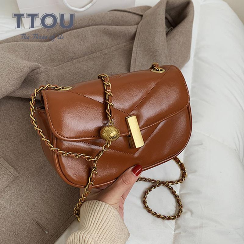 

Retro Designer Lock Women Handbags Simple Style Ladies Shoulder Bags Casual Chain Quality Pu Leather Crossbody Messenge Bags, Black