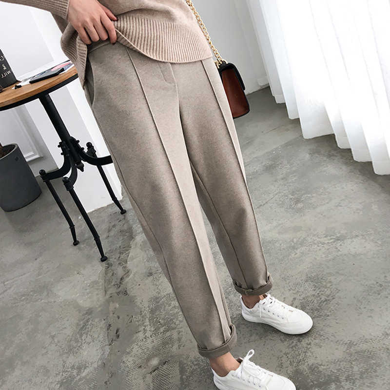 

Thicken Women Pencil Pants Autumn Winter 3XL 4XL Plus Size Office Wool Pants Female Work Harem pants Loose Trousers Women E145 210602, Creamy white