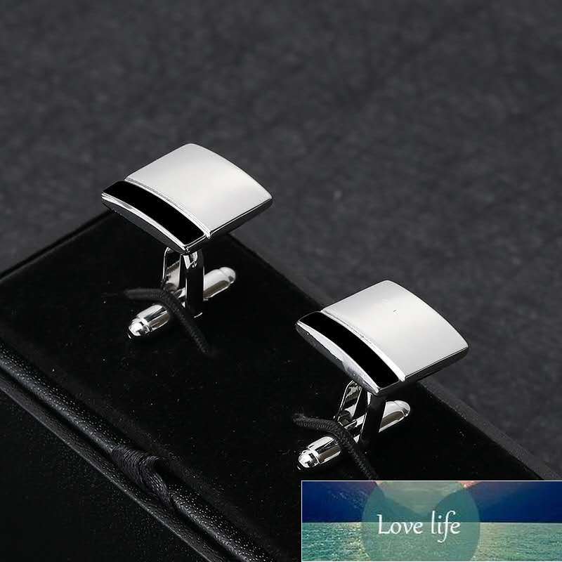 

Simple proposal square black and white stitching French men's business shirt cufflinks, marriage, high-quality gift accessories