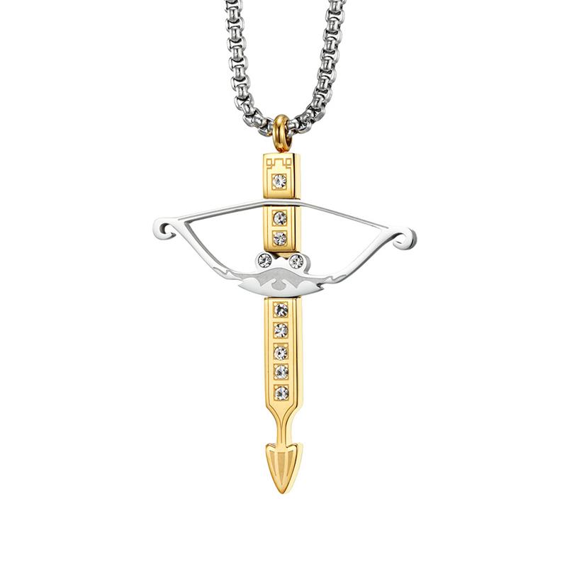

Pendant Necklaces Fashion Stainless Steel Chain For Women Jewelry Accessories Luxury Designs Bow And Arrow With Cubic Zirconia