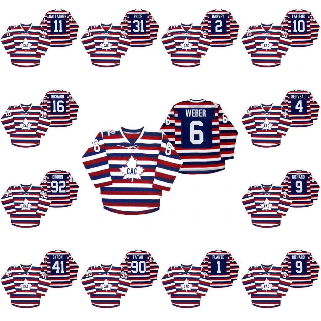 

Montreal Canadiens Centennial 100th Anniversary Celebration Red Jersey Brendan Gallagher Shea Weber Max Domi Carey Price Patrick Roy Drouin, Black;red