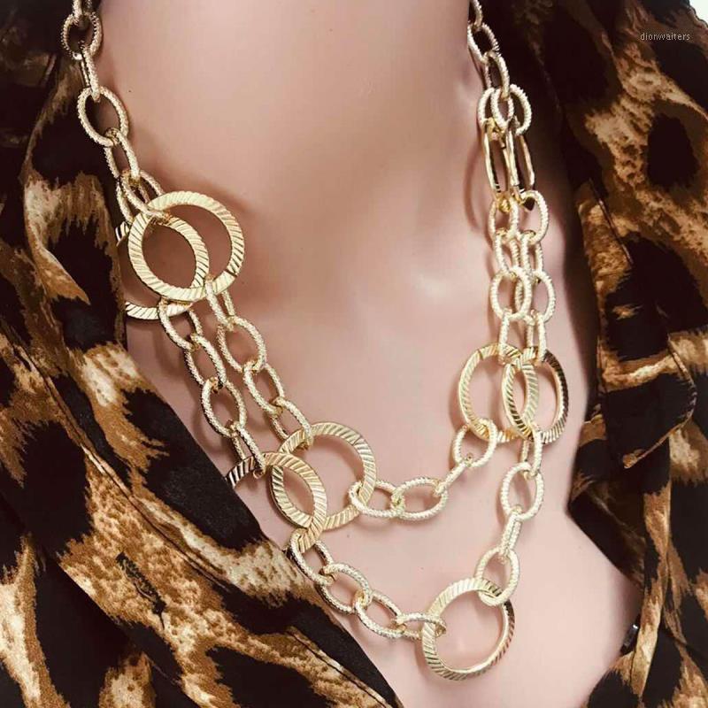 

Punk Big Circle Cuban Gold Goth Gothic Choker Chain Necklace Exaggerated Layered Maxi Large Aluminium Collares Women Jewelry Chains