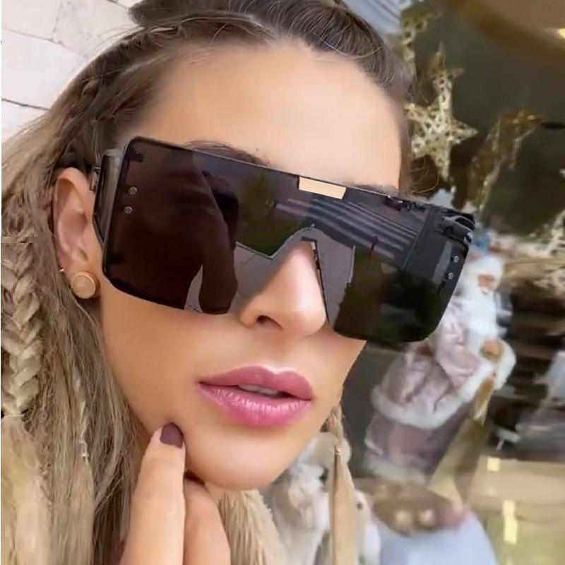 

Sunglasses Brand Modern Black Square Men Women Oversized Rectangle Sun Glasses For Female One Piece Shield Driving Eyewear UV400