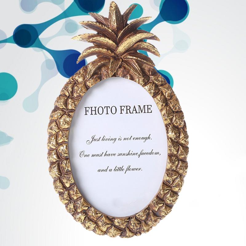 

Resin Po Frame Vintage Picture Holder Pineapple Shaped Desktop Decoration Golden (3 Inches) Frames