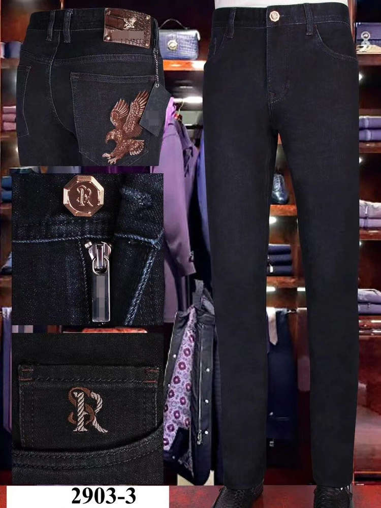 Men revival true biker Jeans Winter Tace Shark Billionaire High Quality Thick Substance jeans-image-711883170