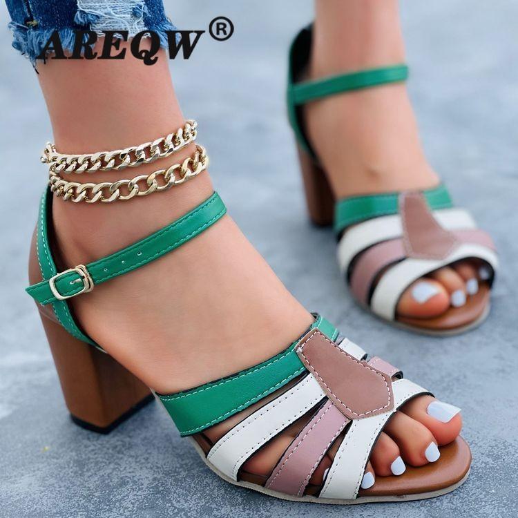 

Dress Shoes Sandals Retro Women Summer Wedges Ladies Outdoor Footwear Beach Female Chunky Woman Sandalias Mujer, Black