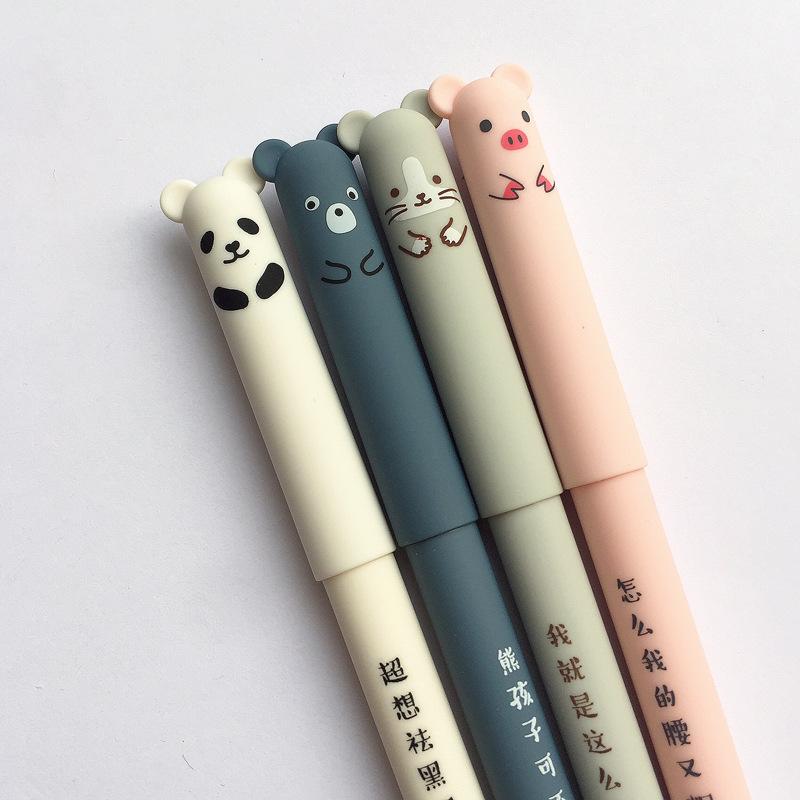 

4Pcs/lot Cute Pig Panda Erasable Gel Pen Cartoon Erasable Easy Magic Friction Gel Pen Student Stationery Prize 0.35mm