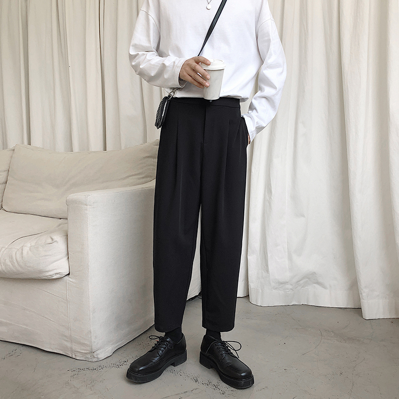 

2021 New Men's Fashion Formal Suit Business Design Cotton Straight Silk Casual Pants Black/green Color Social Trousers M-2xl 2fkq