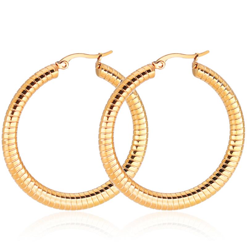 

Hoop & Huggie FIREBROS 2021 Trends 50mm Big Circle Earring Boho Women Titanium Stainless Steel Earrings Gold Silver Color