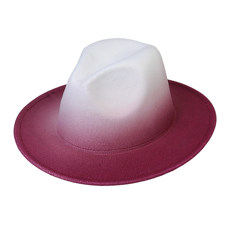 

Outer Camel Inner Red Patchwork Felt Hat Autumn Winter Woolen Jazz Trilby Cap Classic European US Men Women Fedora Hats