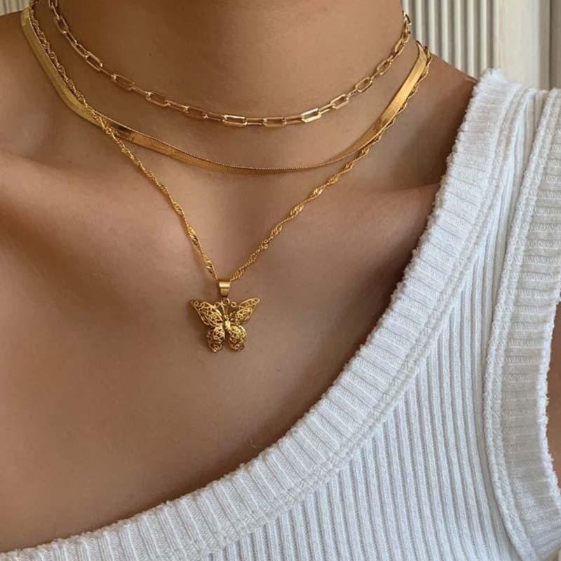

Chokers Vienkim Gold Chain Butterfly Pendant Choker Necklace Women Statement Collares Bohemian Beach Jewelry Gift Accessories 2021