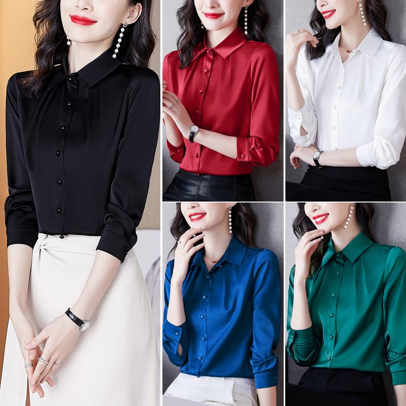 

Simple basic round neck long sleeve T-shirt for women Korean version design feeling irregular fold wear loose bottom shirt 4415, White