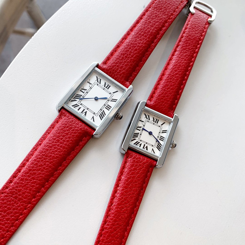 

Womens Luxury Watches Tank Quartz movement Real Leather Strap High Quality Classic Designer Wristwatches Solo Lady Gift Ultrathin Montre De Luxe, Extra shipping fee