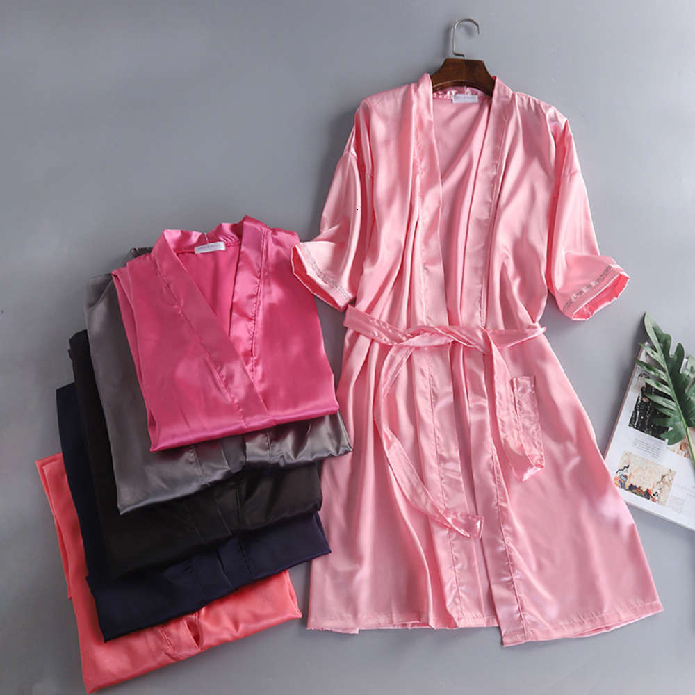 

Modification of spring men's and women's silk like bathrobes nightgowns