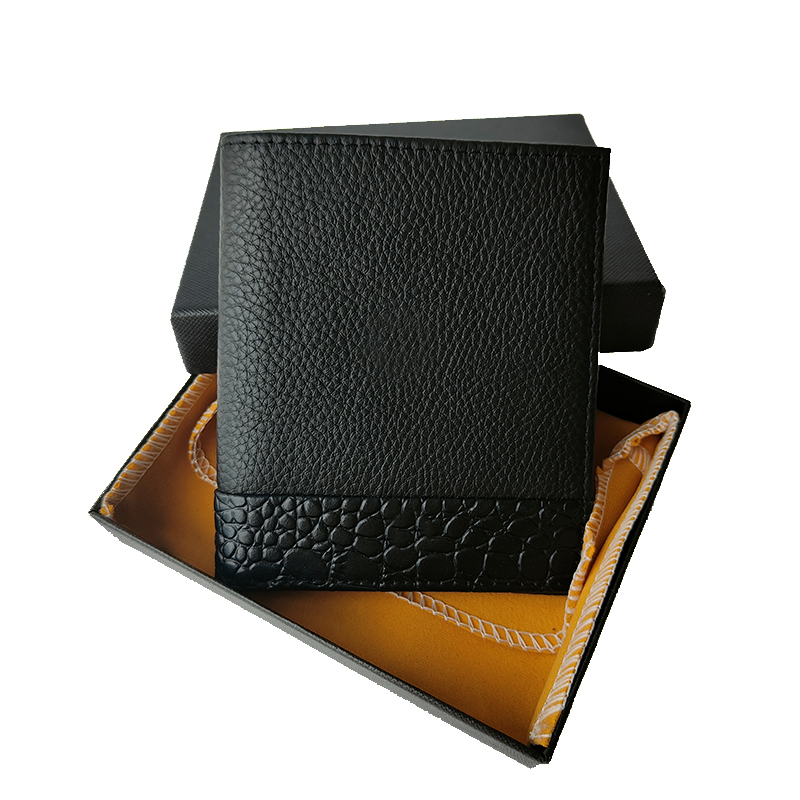 

Wallets Men cardholder Business Cash Clip Photo Window Folding Craft Fashion Handbag High Quality Leather Coin purses Box Set, Wallet+box