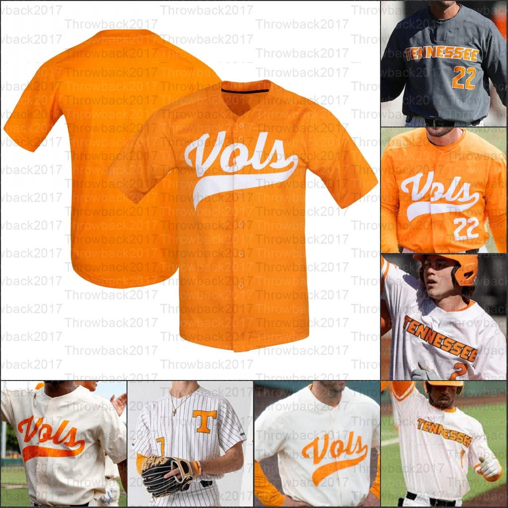 

2021 NCAA Tennessee Volunteers College Baseball jerseys Nick Senzel Beck Blade Tidwell Max Ferguson Drew Gilbert Matt Duffy, White i