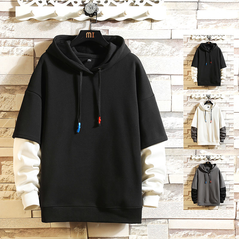 

2021 New colorblock hoodies streetwear casual hoodie fashion clothes J0JI, Khaki.