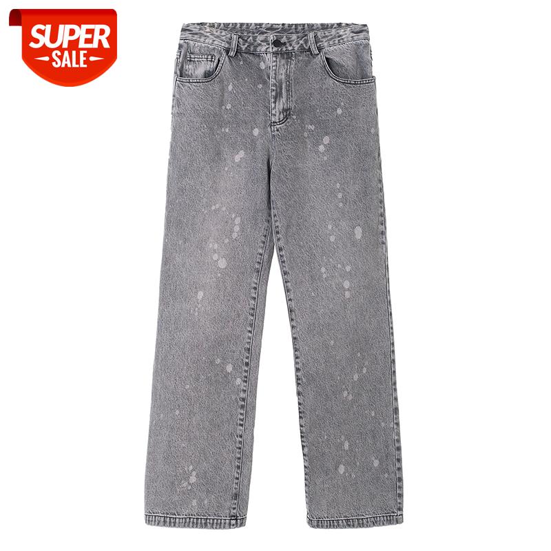 

Distressed Ripped Painted Washed Jeans Pants Mens High Street Retro Straight Oversize Harajuku Denim Trousers #A92W, Black