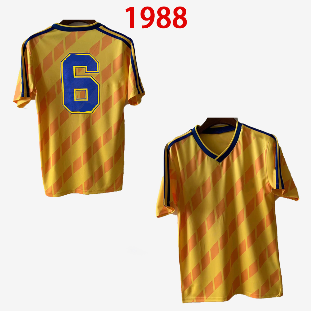 

1988 Sweden soccer jersey home yellow Retro 88 classic antique Vintage Maillot away white football shirt BROLIN DAHLIN LARSSON S-2XL