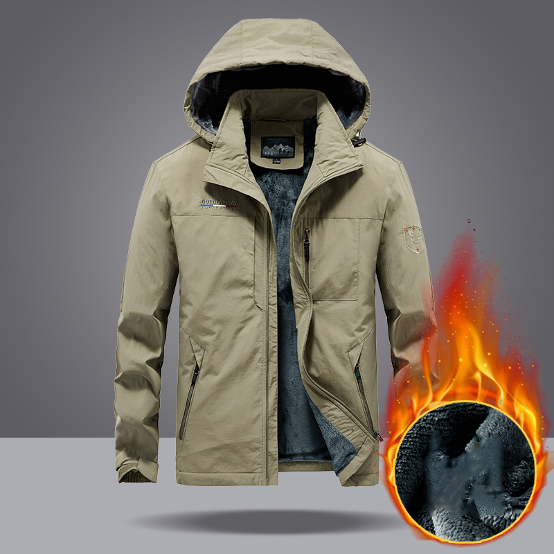 

2021 New Winter Autumn Casual Male Loose Waterproof Warm Outdoors with Zipper Jacket Caps Plus Size 6xl Od5f, Khaki.