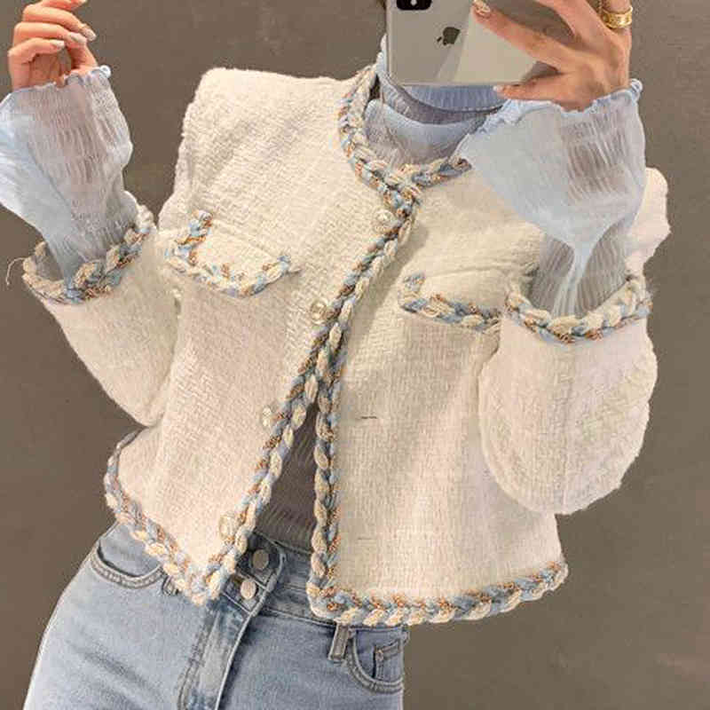 

women's jackets vintage winter tweed jacket short korean ladies fashion unique-breasted long sleeve cut-out female stylish 9pfi, Black;brown