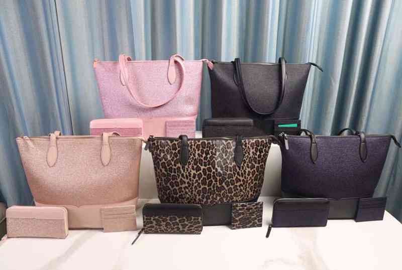 

Shopping Bags handbags brand women designers shoulder bags glitter larger crossbody+wallets+card holder 3pcs sets family crossbodys purses 5 VOTG, Navy blue