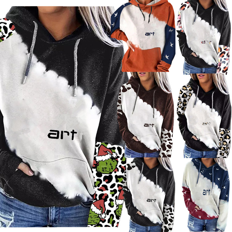 

Fashion Letter Women Hoodies Spring Tops Leopard Long Sleeve Sweatshirt Casual Patchwork Hoodie Hooded Pullover Ladies Outdoor Sweatshirts -4XL, #1 - #14 to choose;remark clear