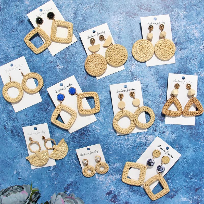 

Dangle & Chandelier ZOSHI Geinetric Rattan Tassel Drop Earrings Fashion Jewelry For Women Handmade Bohemia Straw Weave Large Fringe Earring