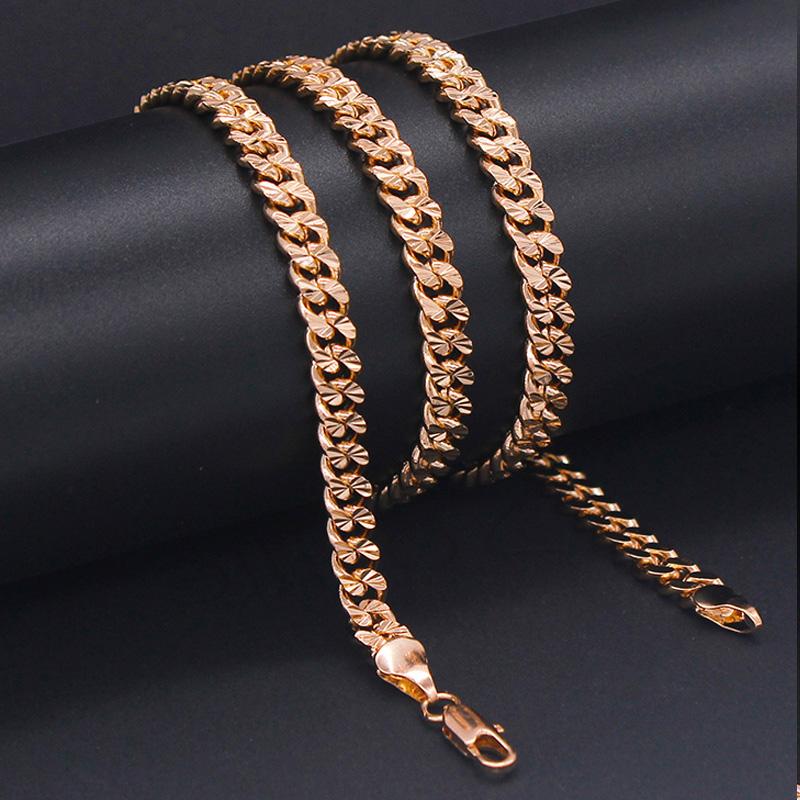 

Chains Anietna 7.5mm 60cm Curb Hip Hop Necklace For Men Cool 585 Rose Gold Color Choker Link Jewelry Gift Party Collar Hombre